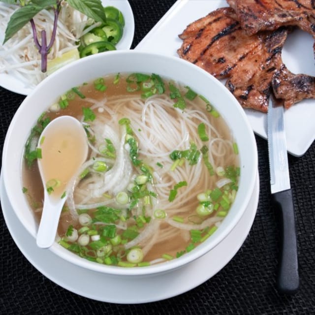 P9. Pho with Grilled Marinated Pork Chops.