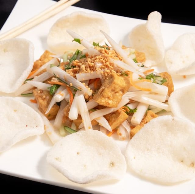A4. Crisp Lotus Root Salad with Tofu (Vegan).