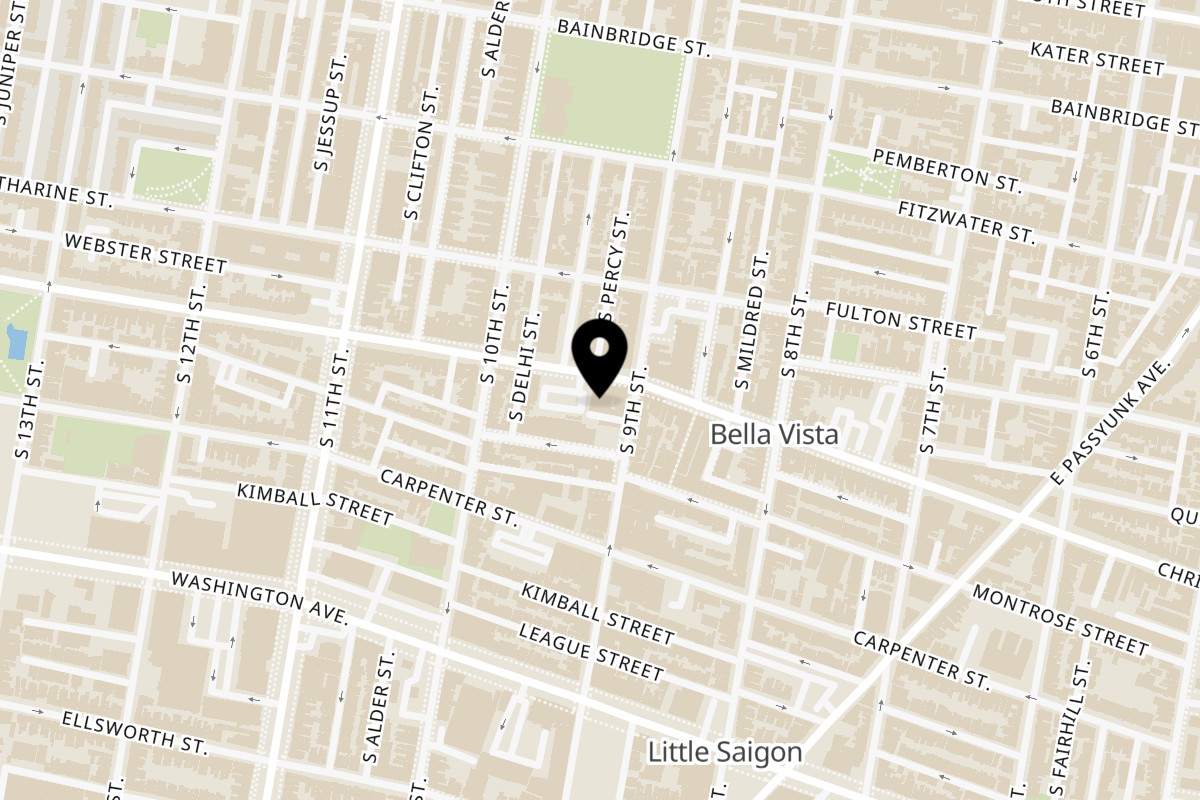 Map showing the location of Phở Skyline on 910 Christian St in Philadelphia